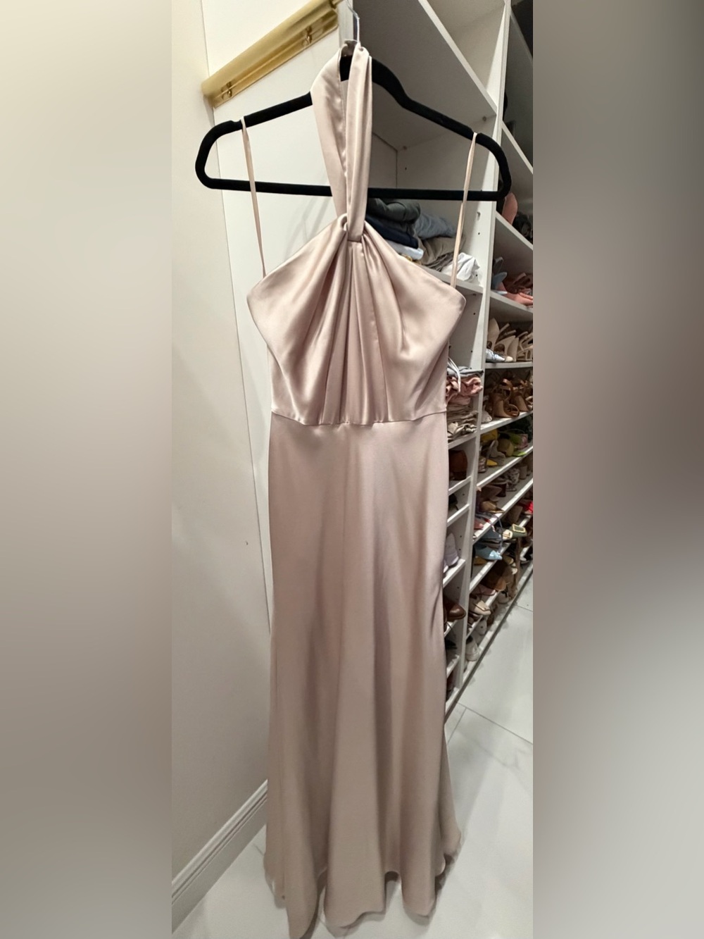 ANTONIO MELANI Blush Satin Strapless Evening Gown